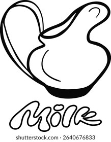 Milk jug. vector illustration with lettering. icon jag. isolated on white background. Hand drawn. Sketch, linear, minimalism.