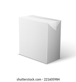 Milk, Juice, Beverages, Carton Package Blank White On White Background Isolated. 