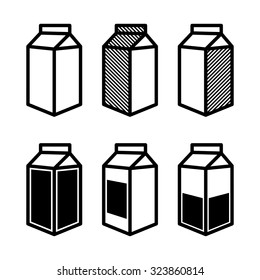 Milk and Juice Box Icons Set. Vector illustration