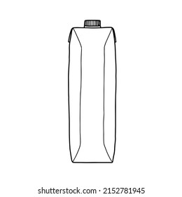 Caja de leche o jugo. Lineal, vector realista. Esquema de leche de bolsillo.