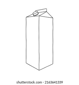 Milk or juice box. Linear, vector realistic. Pocket milk outline.