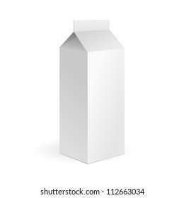 Milk, Juice Carton Package Blank White On White Background Isolated. Ready For Your Design. Product Packing Vector EPS10