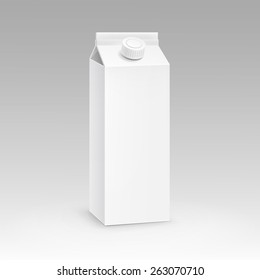 Milk Juice Carton Packaging Package Box White Blank Isolated Vector