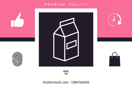 Milk or juice pack line icon