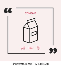 Icono de la línea de la leche o del paquete de jugos