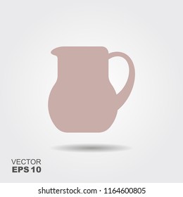 Milk , juice or water pitcher icon. Flat vector illustration with shadow