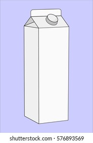 Milk and juice white carton package. Flat colors style.