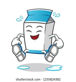 milk jumping mascot vector cartoon illustration
