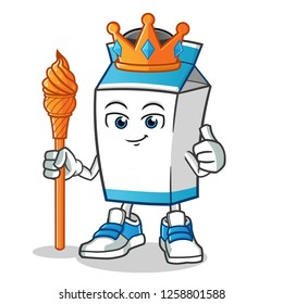 milk king mascot vector cartoon illustration