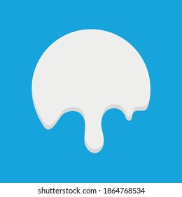 Milk label with drops Melted milkshake, circle stickers with drops White droplets yogurt drops liquid splashes vector shiny logos set sphere