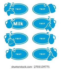 Etiqueta de leche y conjunto de iconos. Iconos de colección. Vector