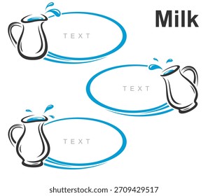 Etiqueta de leche y conjunto de iconos. Iconos de colección. Vector
