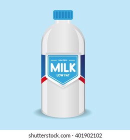 Milk label vector on bottle