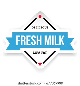 Milk label vintage blue  vector