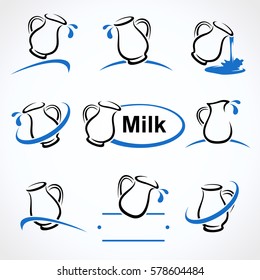 Milk labels and icons set. Vector