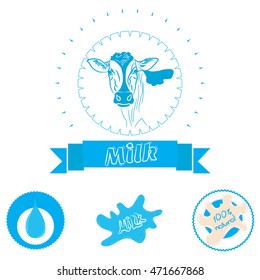 Milk labels vector set.