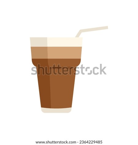 Milk latte icon flat vector. Cafe glass. Cream mocha isolated