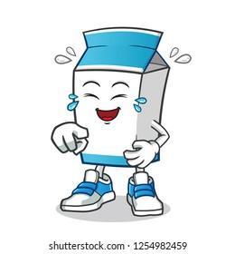 milk laughing loudly mascot vector cartoon illustration