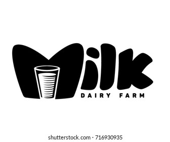 Milk. Lettering emblem