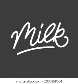 Milk lettering. Modern linear calligraphy design for Milk label.