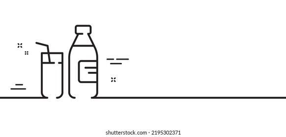 Milk line icon. Fresh drink sign. Natural beverage symbol. Minimal line illustration background. Milk line icon pattern banner. White web template concept. Vector
