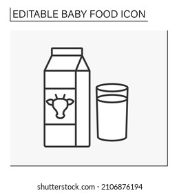 Milk line icon. Organic drink from cows. Tasty drink with lactose. Baby food concept. Isolated vector illustration. Editable stroke