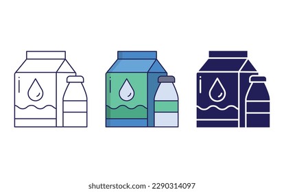 Milk line and solid vector icon