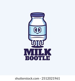 Leche Logo Carácter Ilustración vectorial Mascota de dibujos animados y diseño de estilo lindo