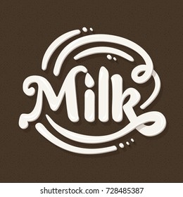 Milk logo concept on brown background. Vector illustration.
