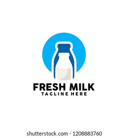 Milk Logo Design Vector. Healthy Fresh Milk Logo Template