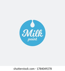 Milk logo with milk drop on white background