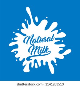 Milk Logo and Labels Designs. Vector white milk logo template on blue background