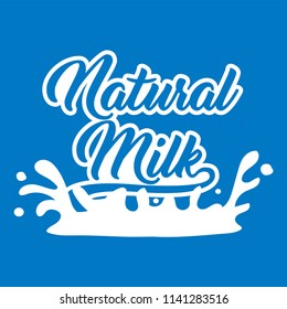 Milk Logo and Labels Designs. Vector white milk logo template on blue background