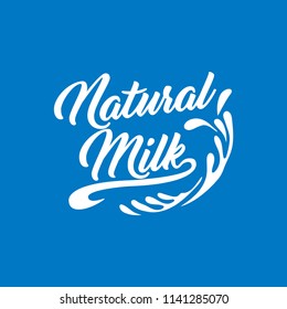 Milk Logo and Labels Designs. Vector white milk logo template on blue background