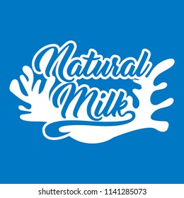 Milk Logo and Labels Designs. Vector white milk logo template on blue background