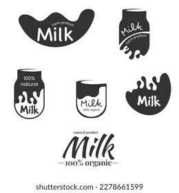 Milk logo set. Fresh dairy product.