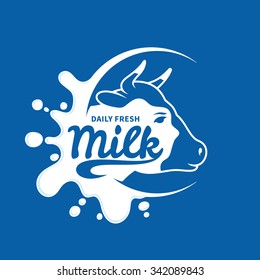 Milk logo template for groceries, agriculture stores, packaging and advertising