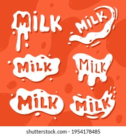 Caricatura vectorial del logo de la leche aislada en fondo blanco.