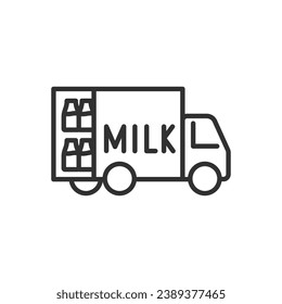 Milk lorry, linear icon. Line with editable stroke