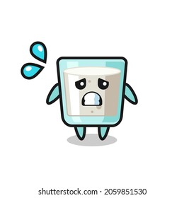 milk mascot character with afraid gesture , cute style design for t shirt, sticker, logo element