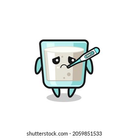 milk mascot character with fever condition , cute style design for t shirt, sticker, logo element