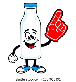 Milk Mascot with a Foam Hand - A vector cartoon illustration of a Milk Mascot with a Foam Hand.