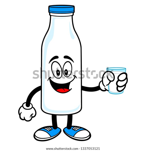 Milk Mascot Glass Milk Vector Cartoon стоковая векторная графика без лицензионных платежей