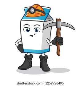 milk miner mascot vector cartoon illustration