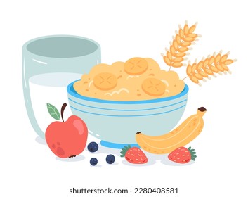 Milk morning cereal breakfast corn concept. Vector graphic design illustration 