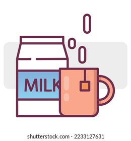 milk mug cartoon bottle. Design element. Vector illustration. stock image. 