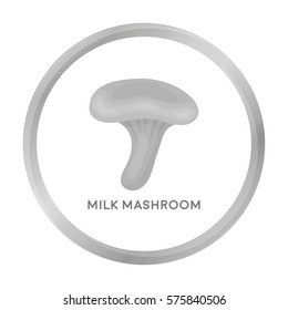 Milk mushroom icon in monochrome style isolated on white background. Mushroom symbol stock vector illustration.