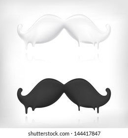 Milk mustache and dark chocolate mustache creative concept.  Barber logo template design.