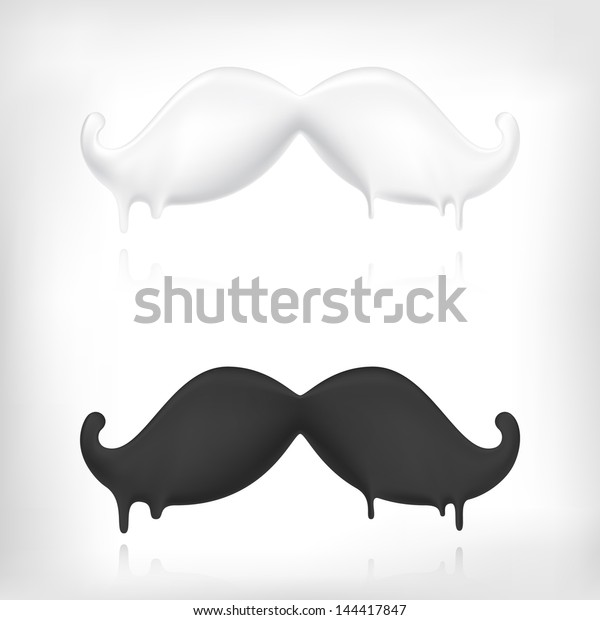 Milk mustache and dark chocolate
mustache creative concept.  Barber logo template
design.