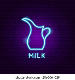 Milchneonesiegel. Vektorgrafik der Alkoholwerbung.